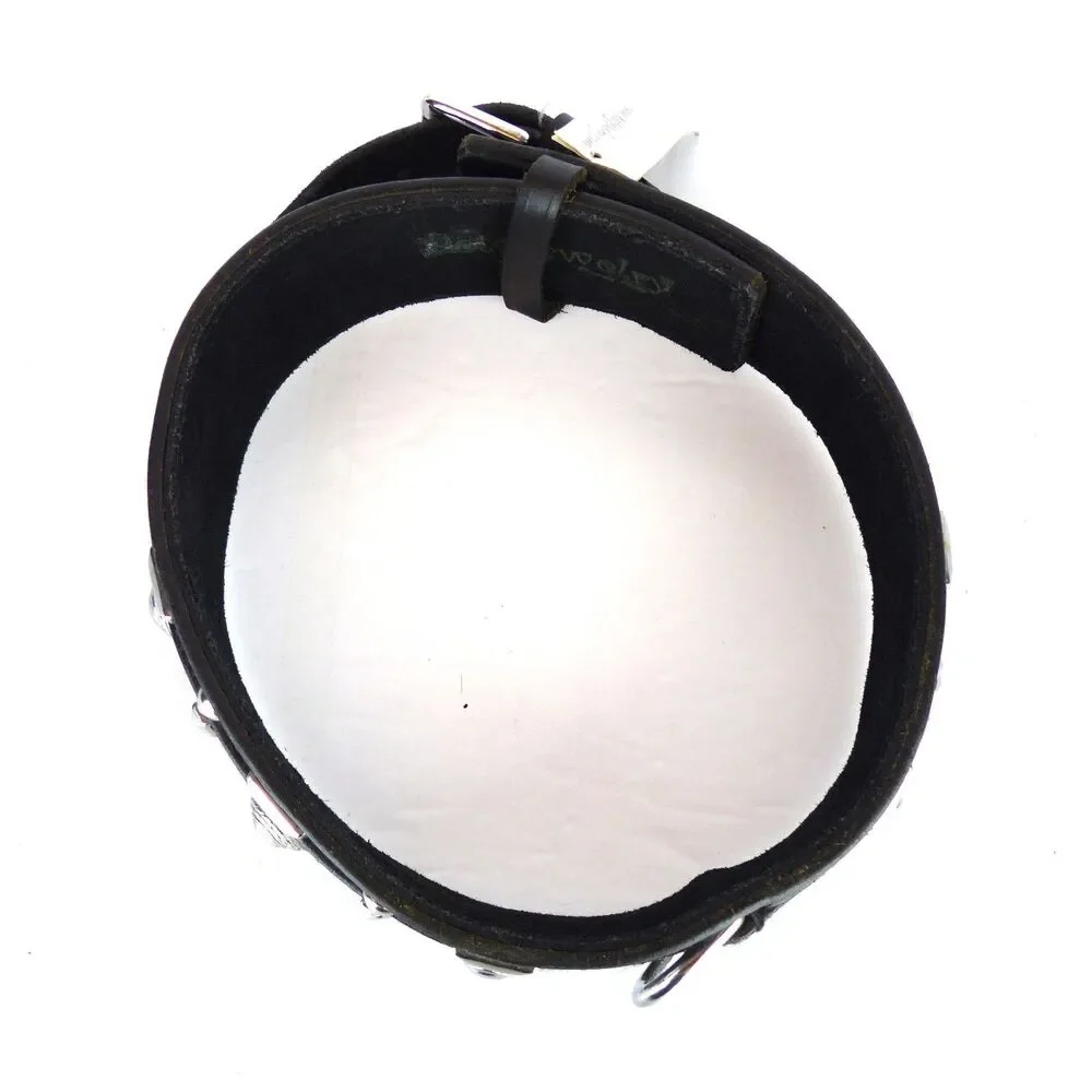 Pet Jewelry Beverly Hills Dog Collar 28” 2.5 Wide Black Leather Studded Y2K NWT